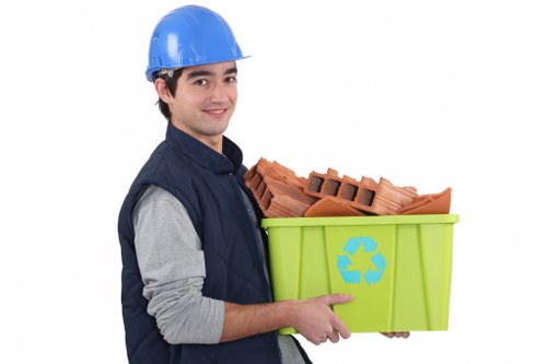 Construction site with waste materials in Barkingside
