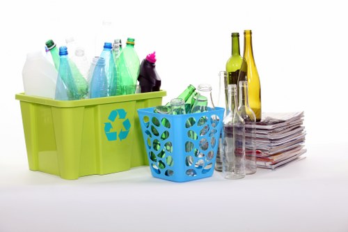Recycling skip container with separated waste materials