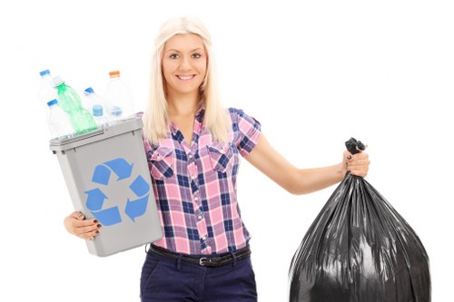 Types of demolition waste materials sorted for recycling