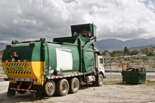 Skip containers on a building site