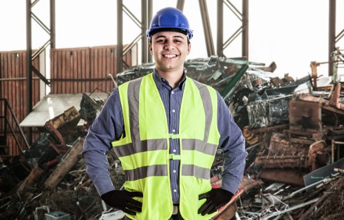 Professional waste removal team at a construction site